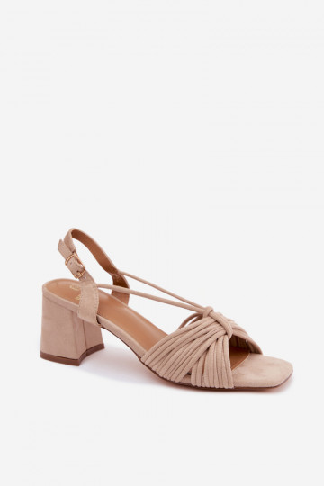 Sandalias de mujer con tiras y tacones en color arena Taffina 2