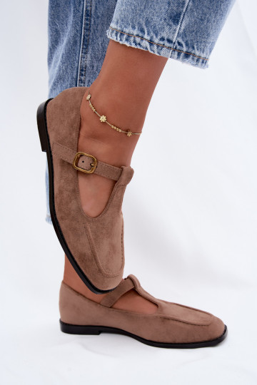 Zapatos de mujer con tiras de ante sintético en color caqui Bonnia