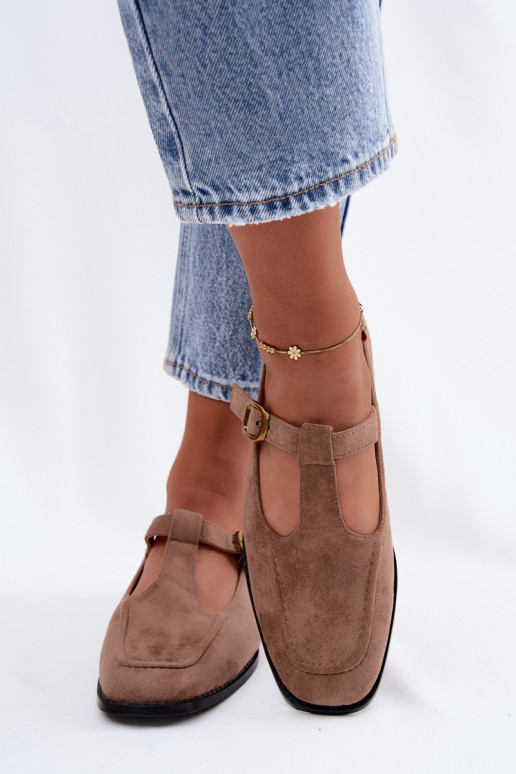 Zapatos de mujer con tiras de ante sintético en color caqui Bonnia
