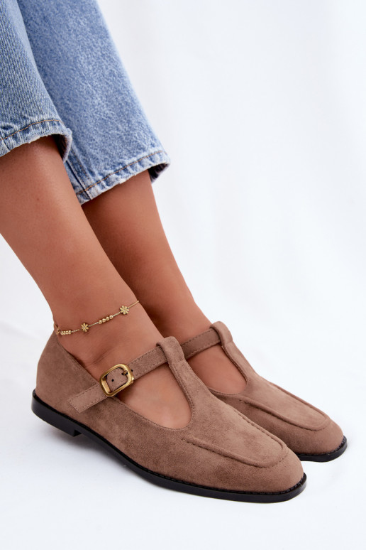 Zapatos de mujer con tiras de ante sintético en color caqui Bonnia