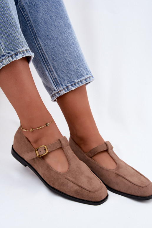 Zapatos de mujer con tiras de ante sintético en color caqui Bonnia
