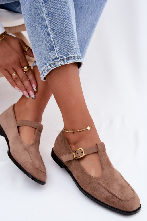 Zapatos de mujer con tiras de ante sintético en color caqui Bonnia