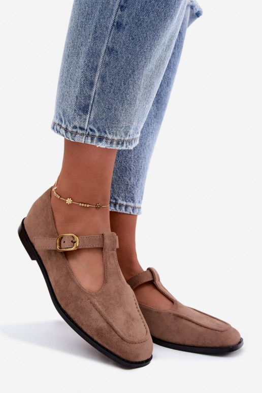 Zapatos de mujer con tiras de ante sintético en color caqui Bonnia