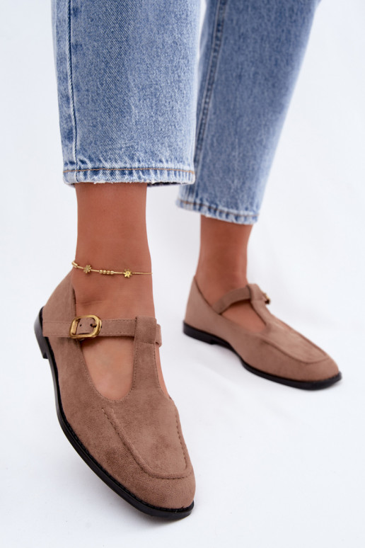 Zapatos de mujer con tiras de ante sintético en color caqui Bonnia