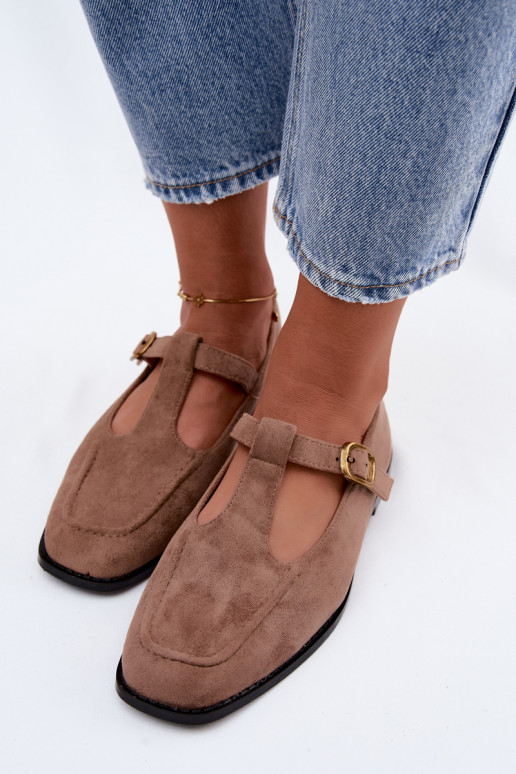 Zapatos de mujer con tiras de ante sintético en color caqui Bonnia