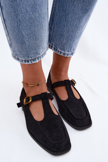 Zapatos negros para mujer con tiras de ante sintético Bonnia