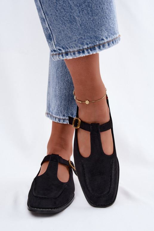 Zapatos negros para mujer con tiras de ante sintético Bonnia