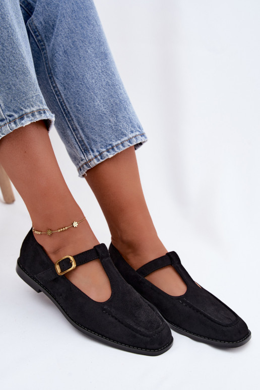 Zapatos negros para mujer con tiras de ante sintético Bonnia
