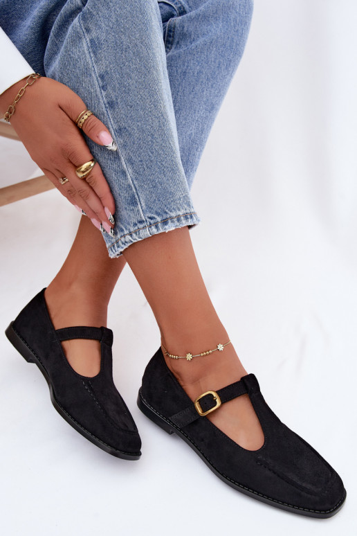 Zapatos negros para mujer con tiras de ante sintético Bonnia