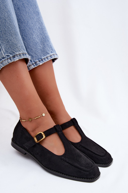 Zapatos negros para mujer con tiras de ante sintético Bonnia