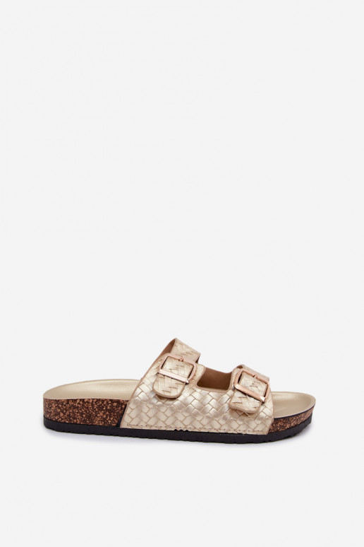 Zapatillas doradas para mujer con hebillas Verbelle