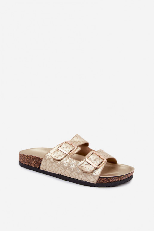 Zapatillas doradas para mujer con hebillas Verbelle