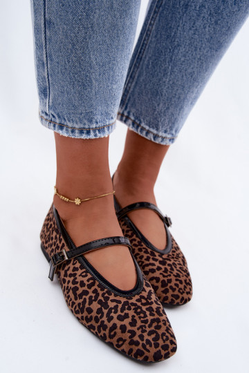 Bailarinas con tiras de ante sintético en estampado de leopardo Camoria