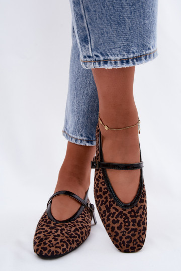 Bailarinas con tiras de ante sintético en estampado de leopardo Camoria 2