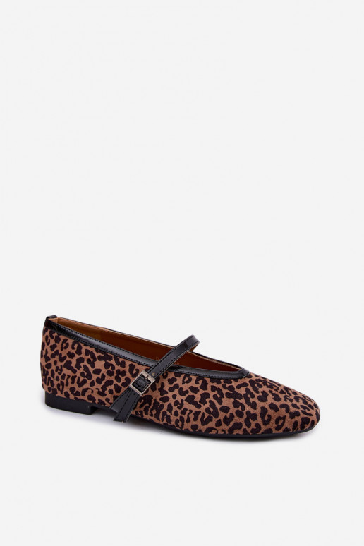 Bailarinas con tiras de ante sintético en estampado de leopardo Camoria