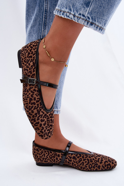 Bailarinas con tiras de ante sintético en estampado de leopardo Camoria