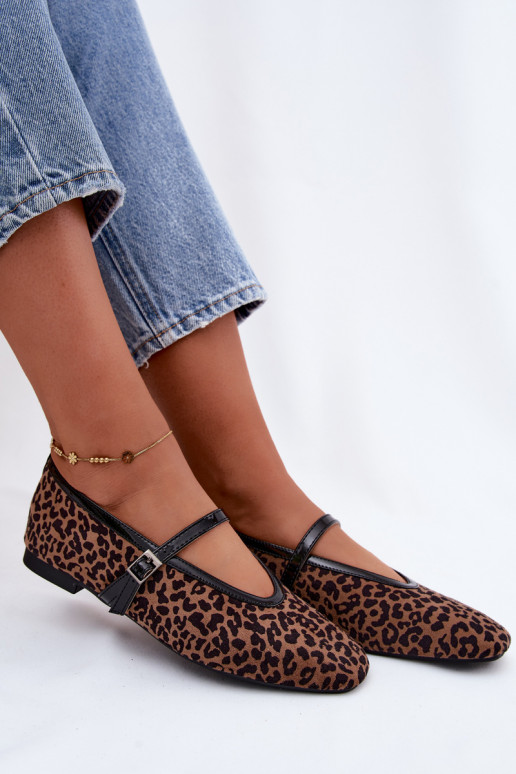 Bailarinas con tiras de ante sintético en estampado de leopardo Camoria