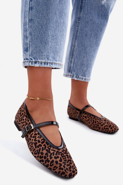 Bailarinas con tiras de ante sintético en estampado de leopardo Camoria