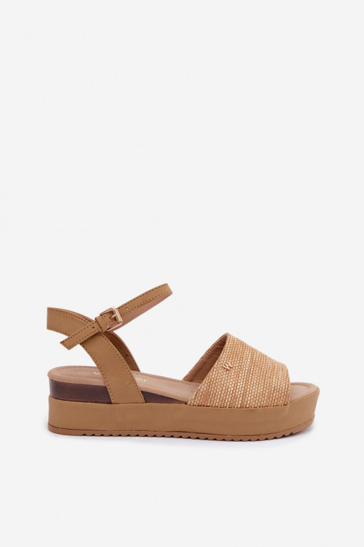 Sandalias de color arena para mujer con plataforma