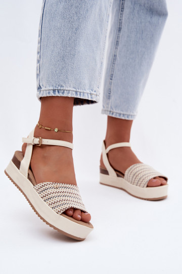 Sandalias de color marfil para mujer con plataforma