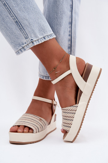Sandalias de color marfil para mujer con plataforma 2