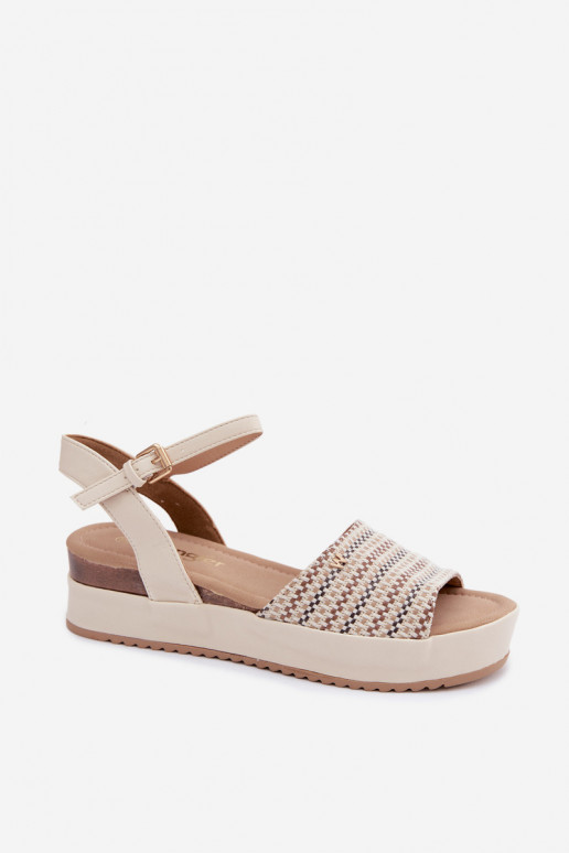 Sandalias de color marfil para mujer con plataforma