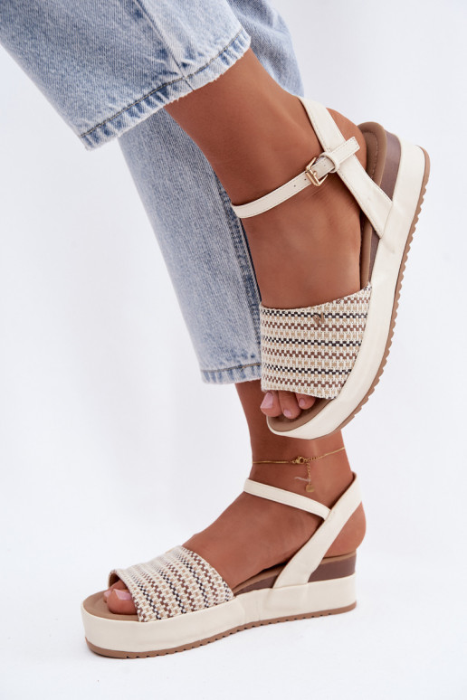 Sandalias de color marfil para mujer con plataforma