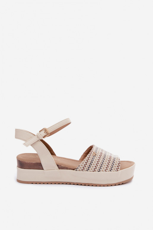 Sandalias de color marfil para mujer con plataforma