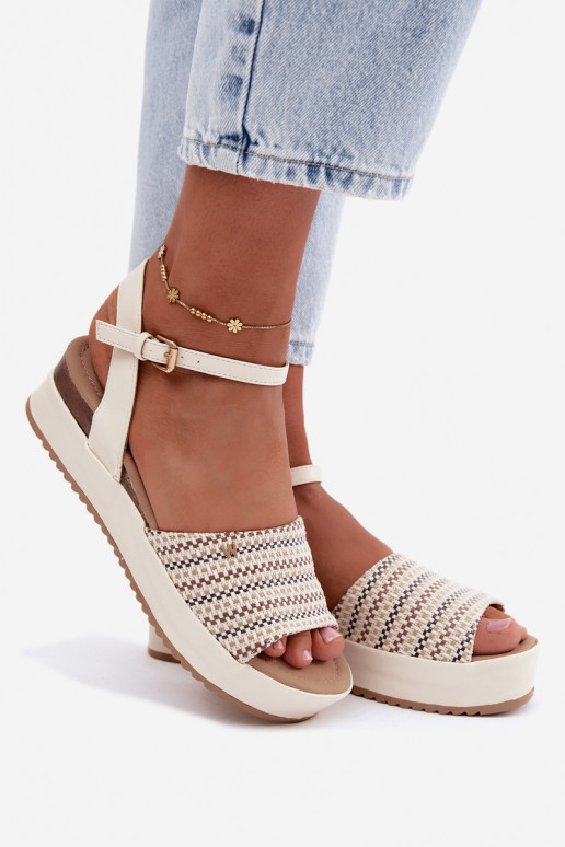 Sandalias de color marfil para mujer con plataforma