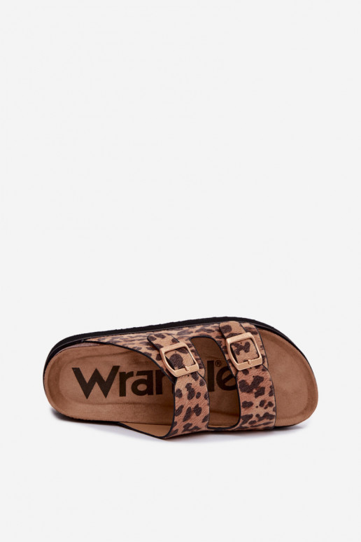 Zapatillas de plataforma para mujer con hebillas, estampado de leopardo