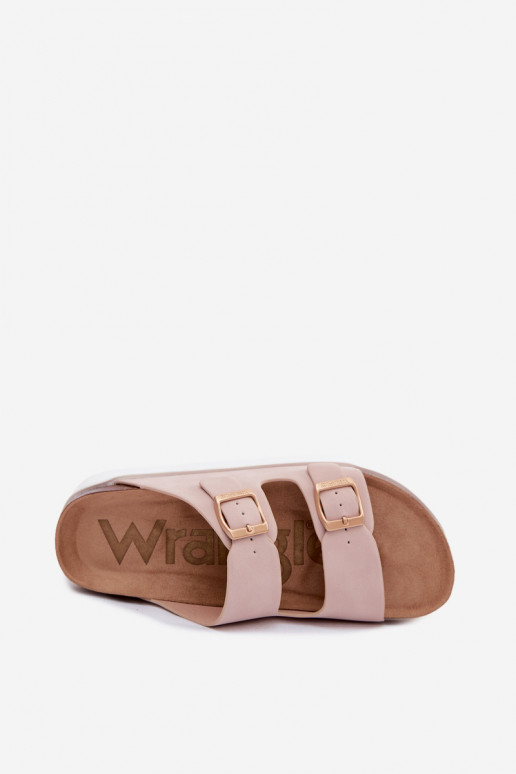 Zapatillas rosas para mujer con plataforma y hebillas