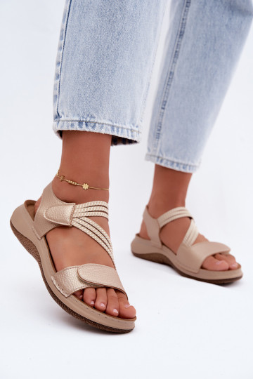 Sandalias doradas para mujer con correas elásticas 2