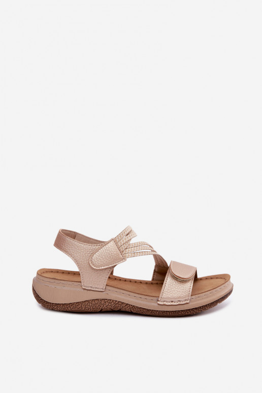 Sandalias doradas para mujer con correas elásticas