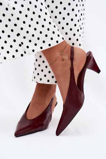 Sandalias de tacón de cuero sintético en burdeos Sapphire