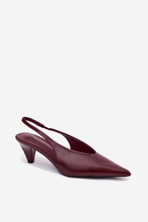 Sandalias de tacón de cuero sintético en burdeos Sapphire