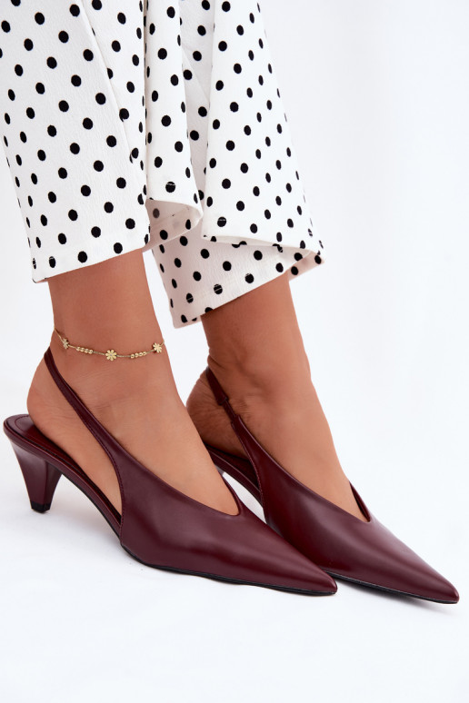 Sandalias de tacón de cuero sintético en burdeos Sapphire