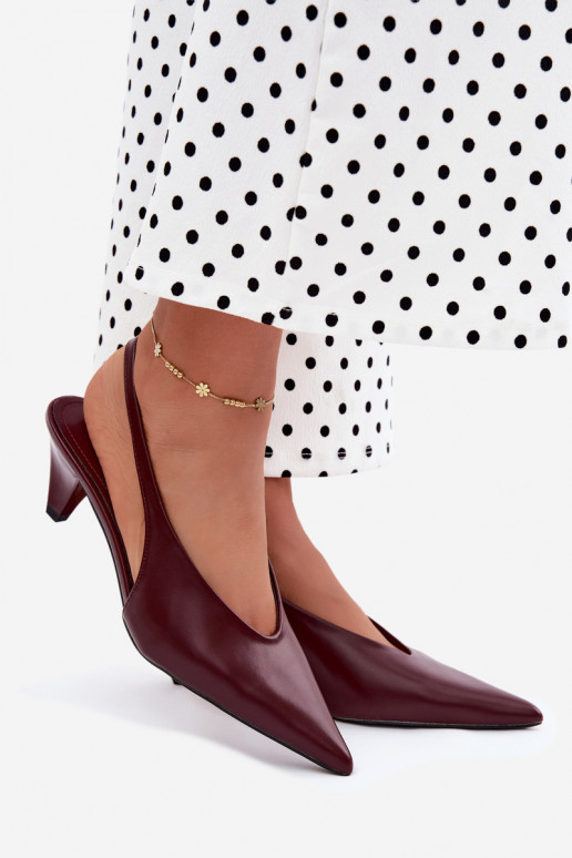 Sandalias de tacón de cuero sintético en burdeos Sapphire