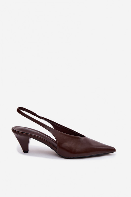 Sandalias de tacón de cuero sintético en CzekoladoĮe Sapphire