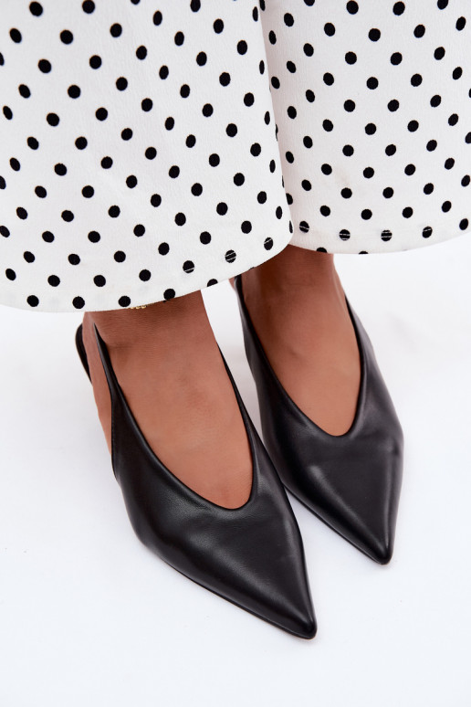 Sandalias de tacón de cuero sintético en negro Sapphire