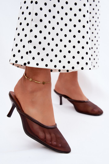 Zapatillas de malla con tacones finos CzekoladoĮe Calmio