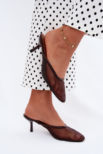 Zapatillas de malla con tacones finos CzekoladoĮe Calmio 2