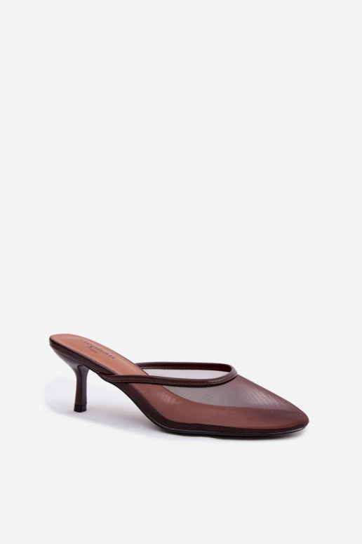 Zapatillas de malla con tacones finos CzekoladoĮe Calmio