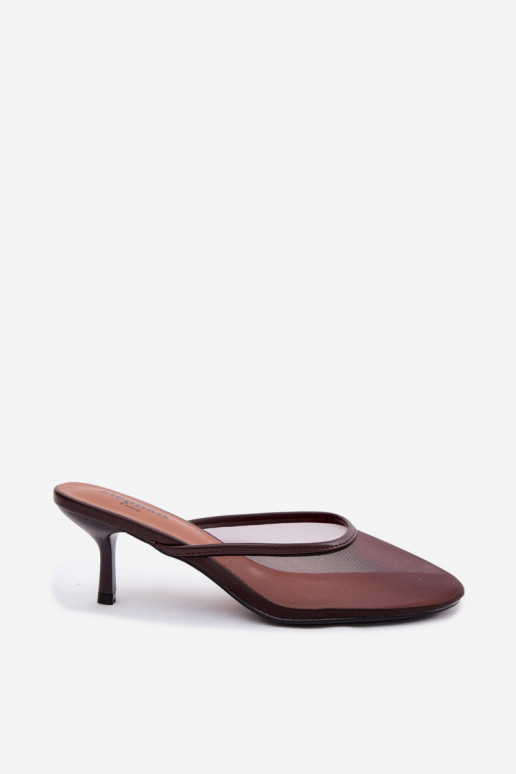 Zapatillas de malla con tacones finos CzekoladoĮe Calmio