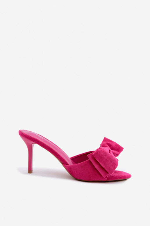 Zapatillas de mujer con tacones finos y lazos de ante sintético en rosa Tai turignolia