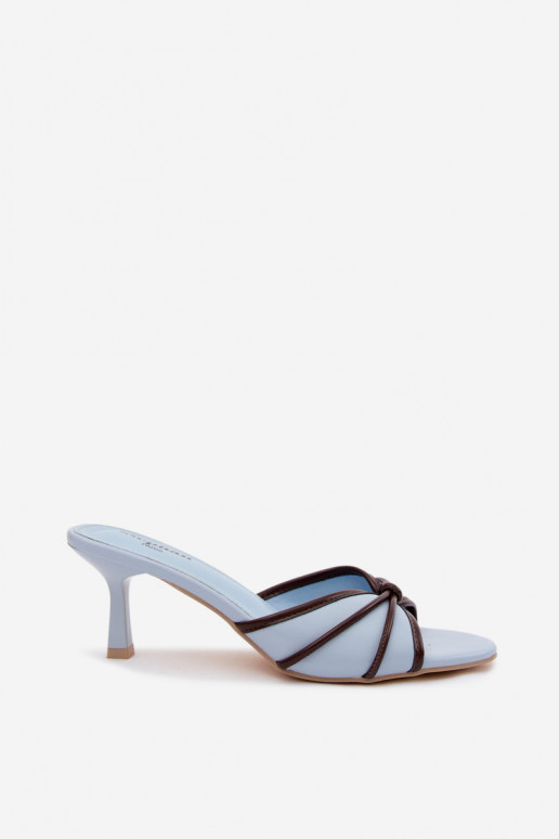 Zapatillas de mujer con tacones finos de cuero sintético en azul Orchidia