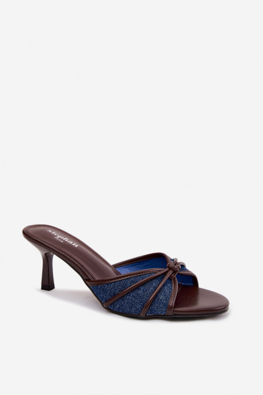 Zapatillas de mujer con tacones finos en tela de mezclilla Orchidia