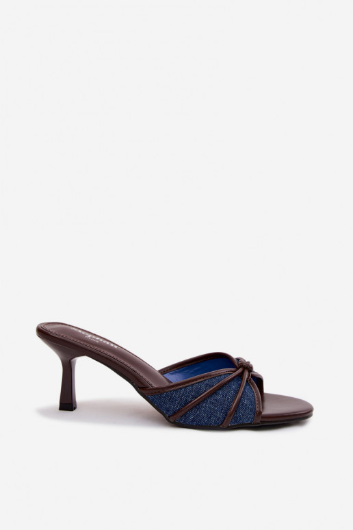 Zapatillas de mujer con tacones finos en tela de mezclilla Orchidia