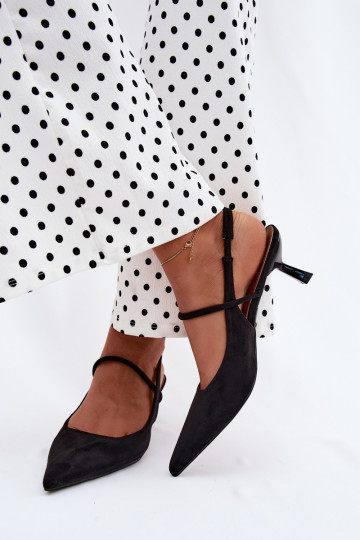 Sandalias de mujer con tacones en ante sintético negro Tai turirshia 2