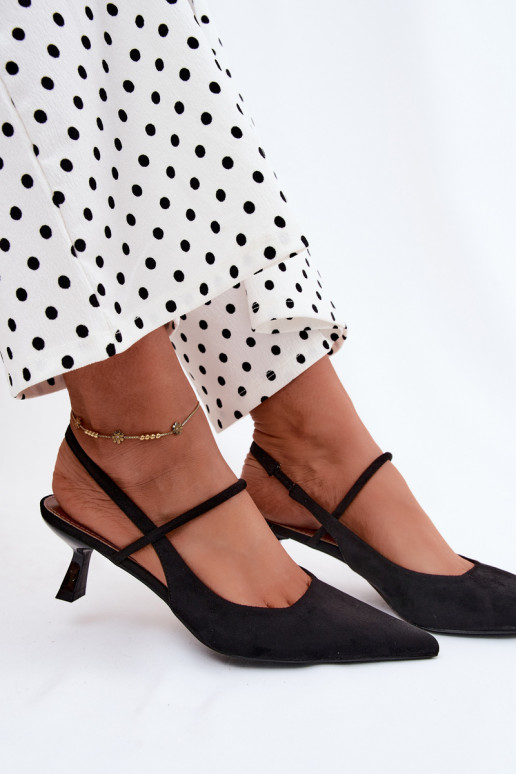 Sandalias de mujer con tacones en ante sintético negro Tai turirshia