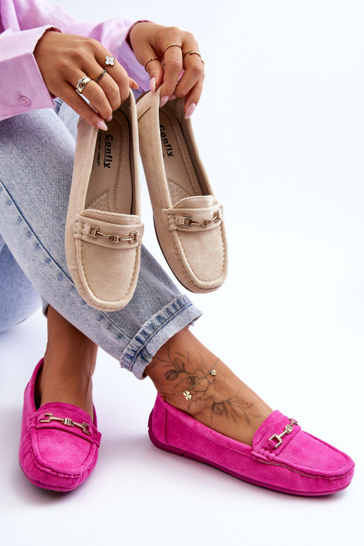 Mocasines clásicos rosas de ante para mujer Corinell